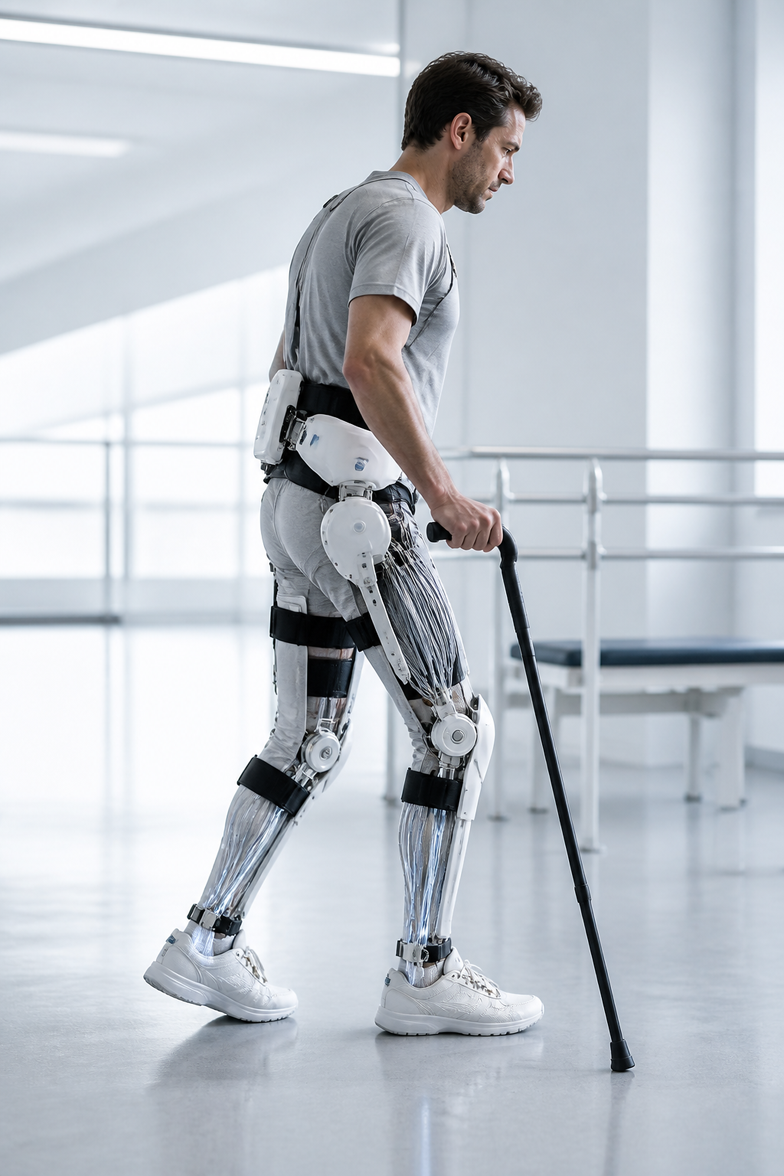 Patient using a rehabilitation exoskeleton