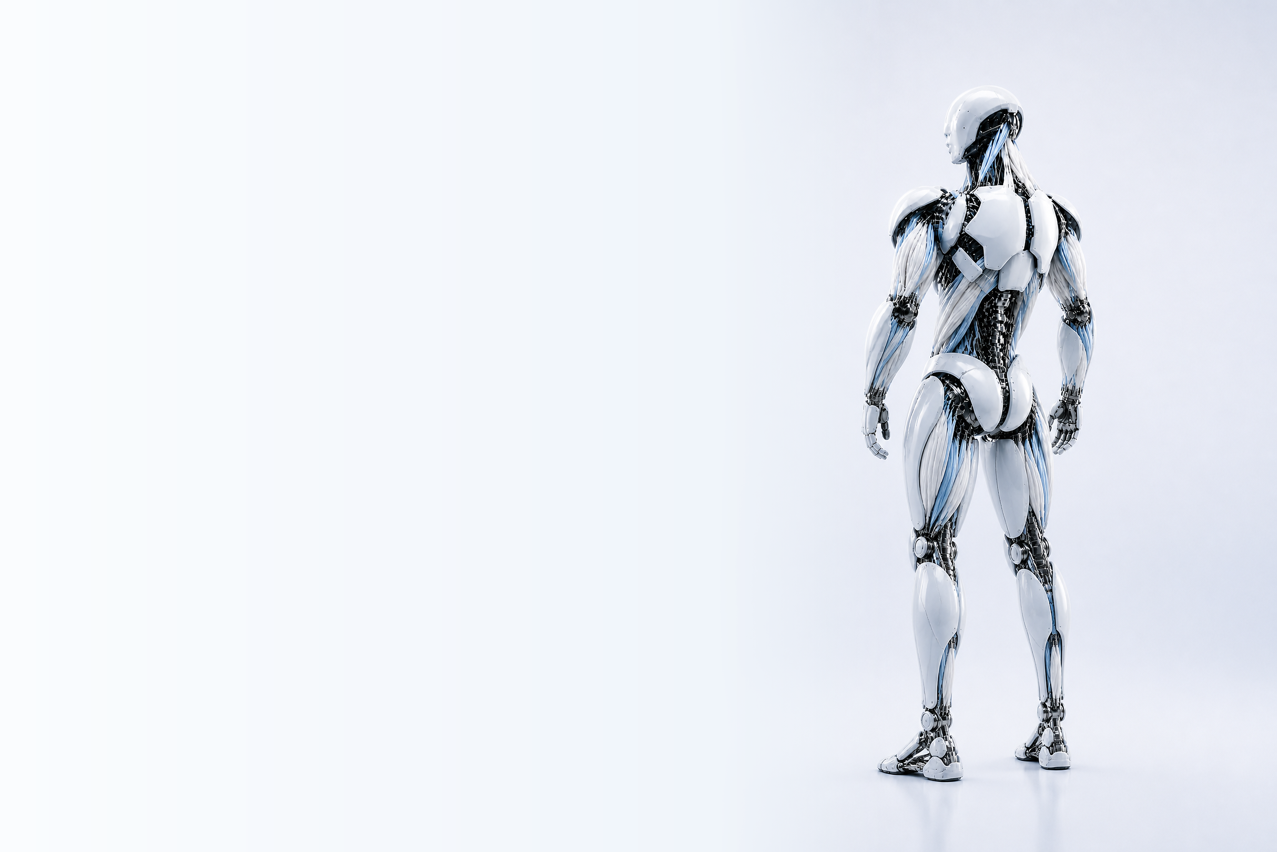 Humanoid robot powered by exposed artificial muscle fibers