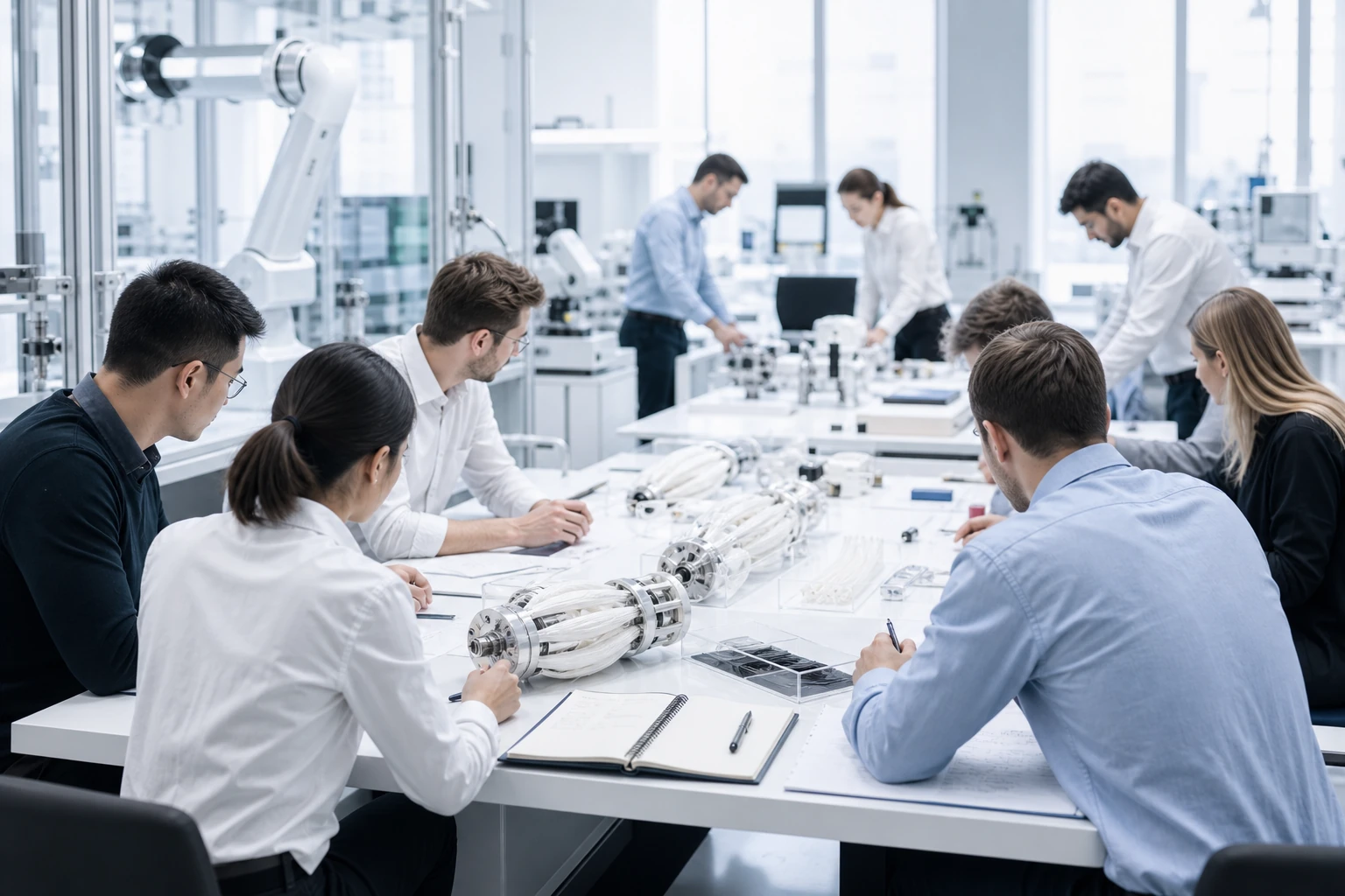 MYONEX LAB multidisciplinary engineering team collaborating in the laboratory